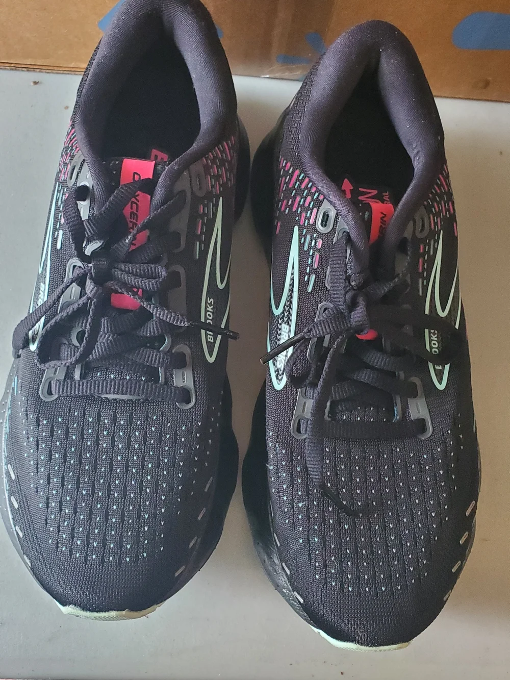 Brooks Glycerin Women's Running Shoes Size7 Black with Teal & Pink